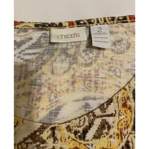 Chico's 3/4 Sleeve Multicolor Boho Top   Size 2